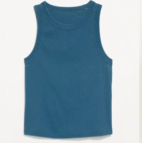 Snug Crop Tank Top Ribbed In Clay Blue - Picture 7 of 9